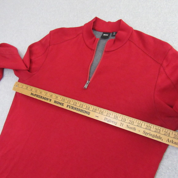 Hugo Boss Mens 1/4 Zip Sweater 2XL Red Pullover Long Sleeve Casual - Picture 7 of 10